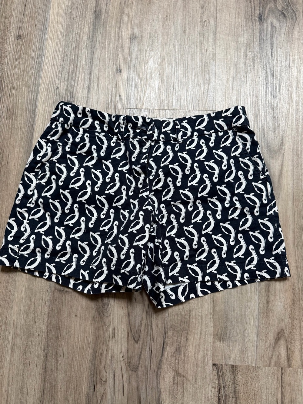 crown & ivy Black Shorts with White Bird Print